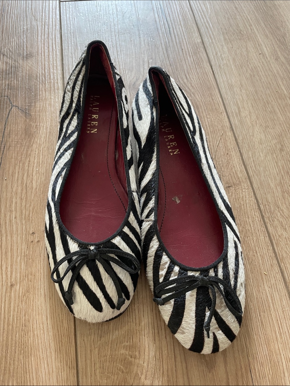VTG Lauren Ralph Lauren Black & White Zebra Ballet Flats size 6.5